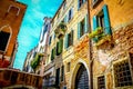 Italy beauty, one of canal streets in Venice, Venezia