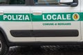 Italy, Bergamo, local police car of the municipality of Bergamo