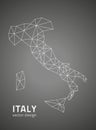 Italy black vector outline perspective triangle polygonal map