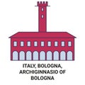 Italy, Bologna, Archiginnasio Of Bologna travel landmark vector illustration