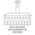 Italy, Bologna, Archiginnasio Of Bologna travel landmark vector illustration