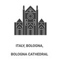 Italy, Bologna, Bologna Cathedral travel landmark vector illustration