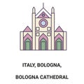 Italy, Bologna, Bologna Cathedral travel landmark vector illustration