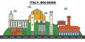 Italy, Bologna. City skyline architecture . Editable