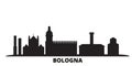 Italy, Bologna city skyline isolated vector illustration. Italy, Bologna travel black cityscape