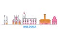 Italy, Bologna line cityscape, flat vector. Travel city landmark, oultine illustration, line world icons