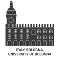 Italy, Bologna, University Of Bologna travel landmark vector illustration
