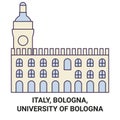 Italy, Bologna, University Of Bologna travel landmark vector illustration