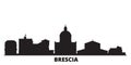 Italy, Brescia city skyline isolated vector illustration. Italy, Brescia travel black cityscape