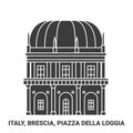 Italy, Brescia, Piazza Della Loggia travel landmark vector illustration Royalty Free Stock Photo