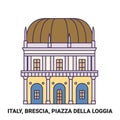 Italy, Brescia, Piazza Della Loggia travel landmark vector illustration