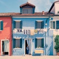 Italy. Burano. Blue house.