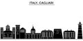 Italy, Cagliari architecture vector city skyline, travel cityscape with landmarks, buildings, isolated sights on