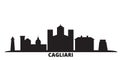 Italy, Cagliari city skyline isolated vector illustration. Italy, Cagliari travel black cityscape