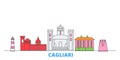 Italy, Cagliari line cityscape, flat vector. Travel city landmark, oultine illustration, line world icons