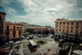 Italy Cagliari city, historical center houses and parks, europe vacations, summer landmarks buildings and trees