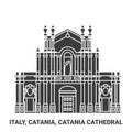 Italy, Catania, Catania Cathedral travel landmark vector illustration