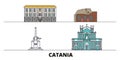 Italy, Catania flat landmarks vector illustration. Italy, Catania line city with famous travel sights, skyline, design.