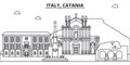 Italy, Catania line skyline vector illustration. Italy, Catania linear cityscape with famous landmarks, city sights