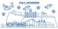 Italy, Catanzaro winter city skyline. Merry Christmas,