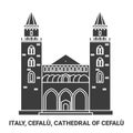 Italy, Cefalu, Cathedral Of Cefalu travel landmark vector illustration