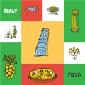 Italy Squared Doodle Vector Concept