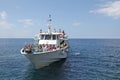 Italy. Cinque Terre. Riomaggiore. Turist ship Royalty Free Stock Photo