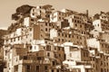 Italy. Cinque Terre. Riomaggiore village. In Sepia toned. Retro Royalty Free Stock Photo