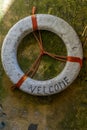 Italy, Cinque Terre, Vernazza, a welcome aboard sign Royalty Free Stock Photo