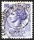 ITALY - CIRCA 1968: A stamp printed in Italy shows an Ancient coin of Syracuse, circa 1968.
