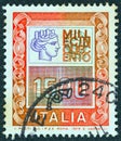 ITALY - CIRCA 1979: A stamp printed in Italy shows the figure of an Ancient coin of Syr