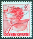 ITALY - CIRCA 1961: A stamp printed in Italy shows the head of prophet Daniel from Sistine Chapel, circa 1961.
