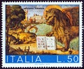 ITALY - CIRCA 1973: A stamp printed in Italy shows The Triumph of Venice Vittore Carpaccio, circa 1973. Royalty Free Stock Photo