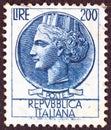 ITALY - CIRCA 1953: A stamp printed in Italy shows an Ancient coin of Syracuse, circa 1953.