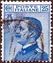 ITALY - CIRCA 1908: A stamp printed in Italy shows King Victor Emmanuel III, circa 1908.