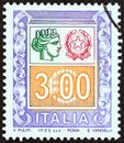 ITALY - CIRCA 2004: A stamp printed in Italy shows ornaments and Italy turreted, circa 2004.