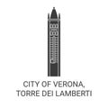 Italy, City Of Verona, Torre Dei Lamberti travel landmark vector illustration