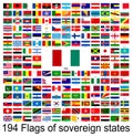 Italy, collection of vector images of flags of the world