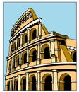 Italy Colosseum vector drawing of a hands