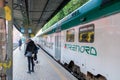 Italy, Como lake train station, commuters