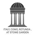 Italy, Como, Rotunda , At Stowe Garden travel landmark vector illustration