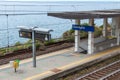 Italy, Corniglia, Train station platform along the sea Royalty Free Stock Photo