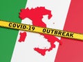 Italy coronavirus outbreak do not cross yellow ribbon Royalty Free Stock Photo