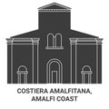 Italy, Costiera Amalfitana, Amalfi Coast travel landmark vector illustration