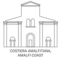 Italy, Costiera Amalfitana, Amalfi Coast travel landmark vector illustration