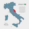 Vector map country Italy and region Marche