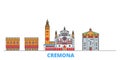 Italy, Cremona line cityscape, flat vector. Travel city landmark, oultine illustration, line world icons Royalty Free Stock Photo