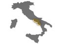 Italy 3d metallic map, whith campania region highlighted