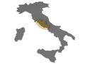 Italy 3d metallic map, whith lazio region highlighted