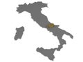 Italy 3d metallic map, whith molise region highlighted
